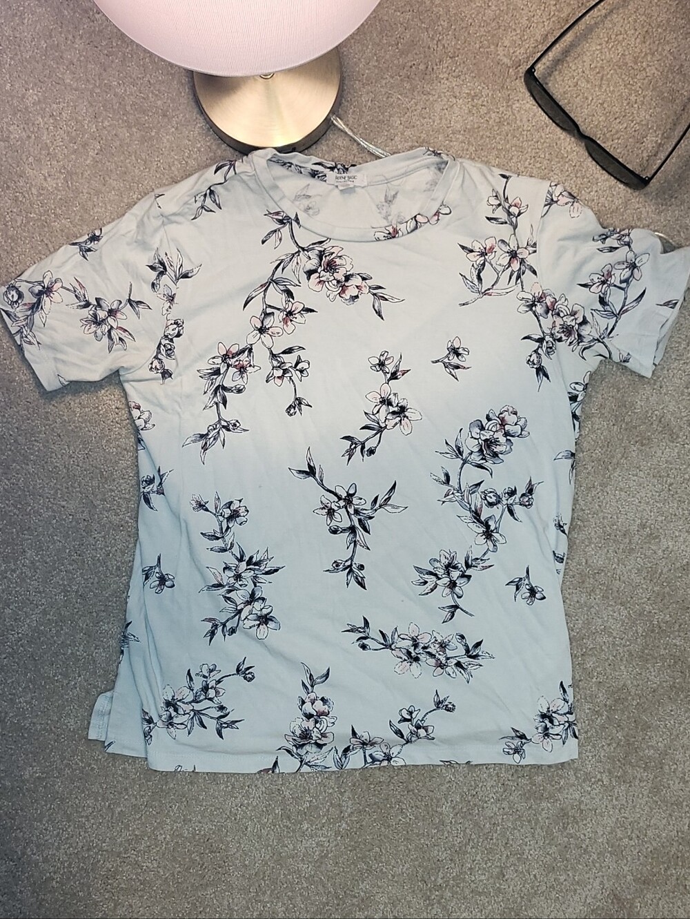 Ardene Pale Blue Floral Short Sleeve Tee